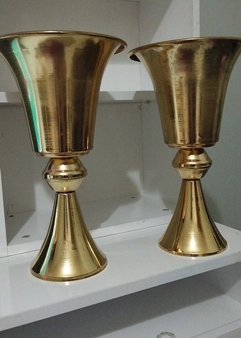 metal Gold 2li dekoratif vazo - Görsel 3