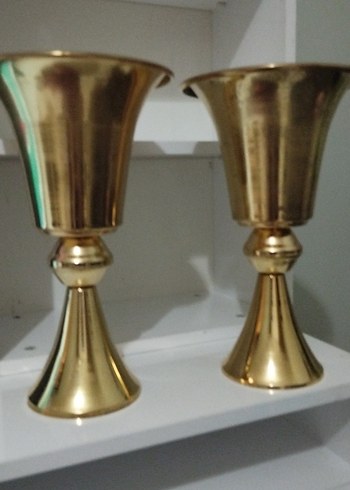 metal Gold 2li dekoratif vazo - Görsel 2