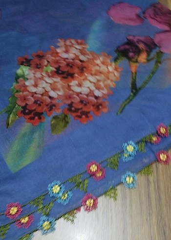 İğne oyalı çiçek Desenli tülbent - Görsel 2