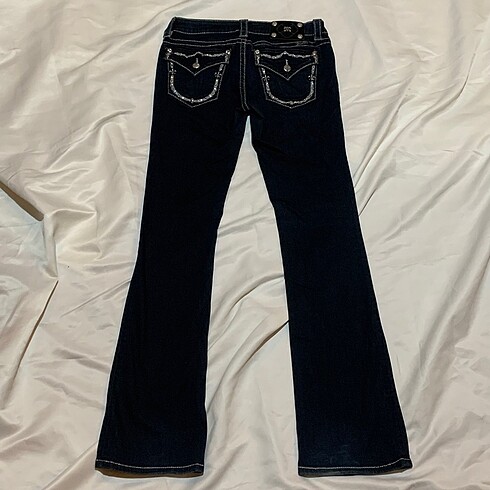 27 Beden lacivert Renk Taş detaylı y2k jeans