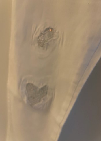 Diğer Beyaz Nakışlı Düğmeli Kadın Denim Pantolon