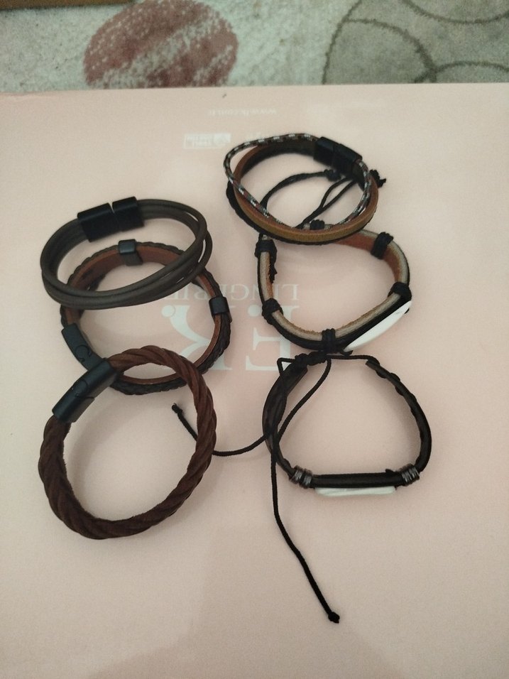 Erkek deri bileklik 6 adet - Görsel 2