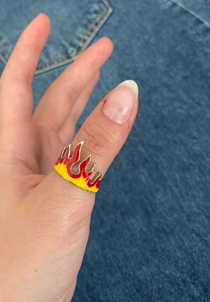 Kırmızı Alev Desenli yüzük - Görsel 2