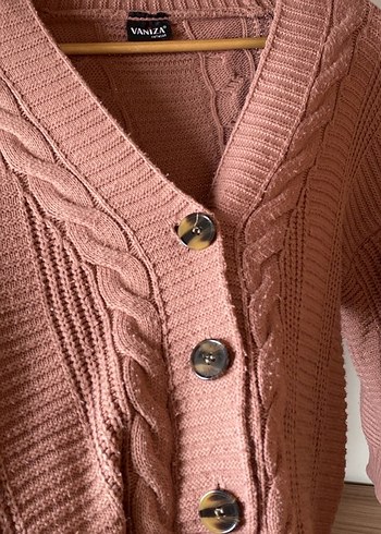 Örgü, V Yaka, Uzun Kollu Kadın Hırka - Görsel 2