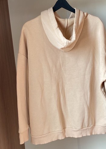 Bej Oversize Kapüşonlu Sweatshirt - Görsel 4