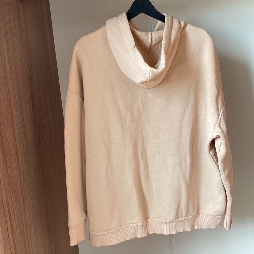 Bej Oversize Kapüşonlu Sweatshirt - Görsel 4