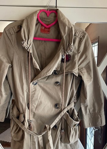 Bej Kuşaklı Midi Trençkot - Görsel 3