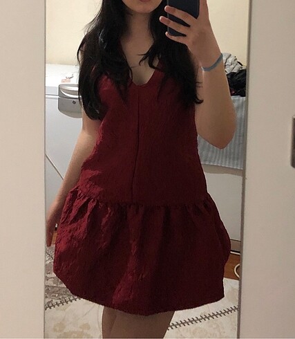 s Beden bordo Renk H&M elbise