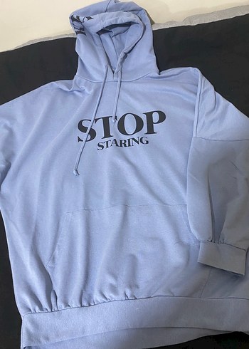 Pastel Gri Baskılı Kapüşonlu Sweatshirt