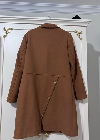 Bej Süet Midi Kadın Klasik Kaban - Görsel 2