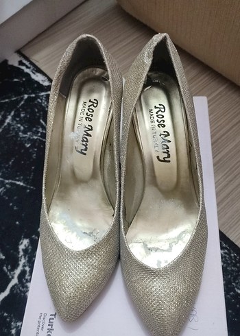 Bej Simli Yılan Desenli Stiletto Topuklu Ayakkabı
