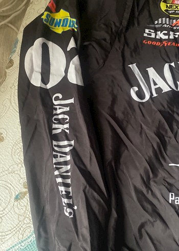 Siyah Baskılı Biker Yağmurluk - Görsel 2