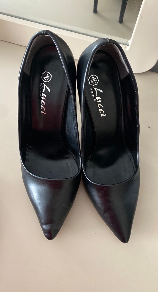 Kadın Siyah Deri Stiletto Topuklu Ayakkabı - Görsel 2