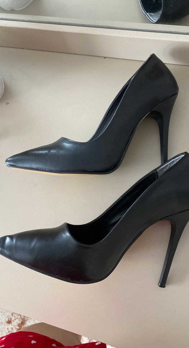Kadın Siyah Deri Stiletto Topuklu Ayakkabı - Görsel 4