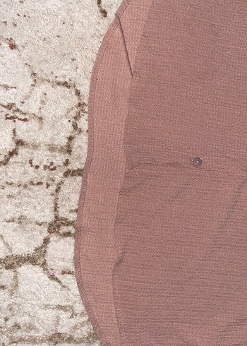 44 Beden Bej Düğmeli Uzun Kollu Keten Gömlek