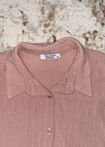 Bej Düğmeli Uzun Kollu Keten Gömlek - Görsel 5