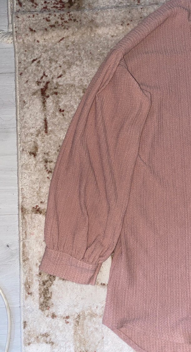 Bej Düğmeli Uzun Kollu Keten Gömlek - Görsel 4