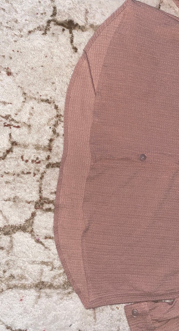 Bej Düğmeli Uzun Kollu Keten Gömlek - Görsel 3