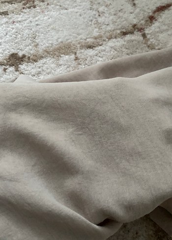 Bej Bol Kesim Keten Kadın Pantolon - Görsel 5