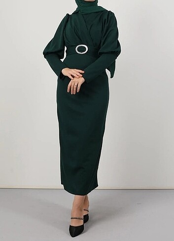 Zümrüt yeşili abiye - Görsel 2