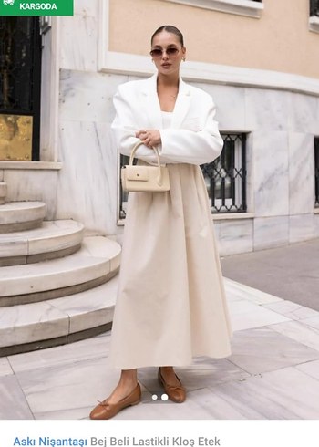 Kadın Camel Midi Pamuk Etek - Görsel 2