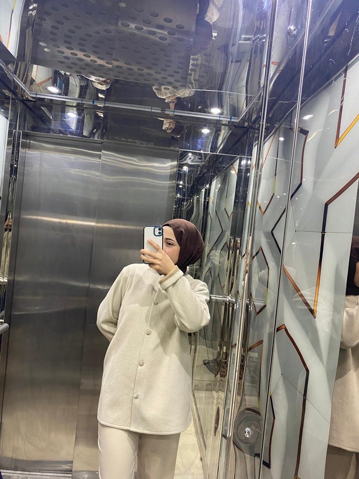 Bej Midi Kadın Kaban Yüksek Yaka - Görsel 2