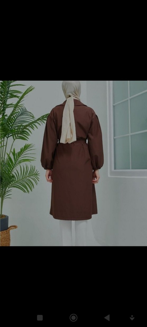 Kahverengi Kuşaklı Uzun Kadın Trençkot - Görsel 2