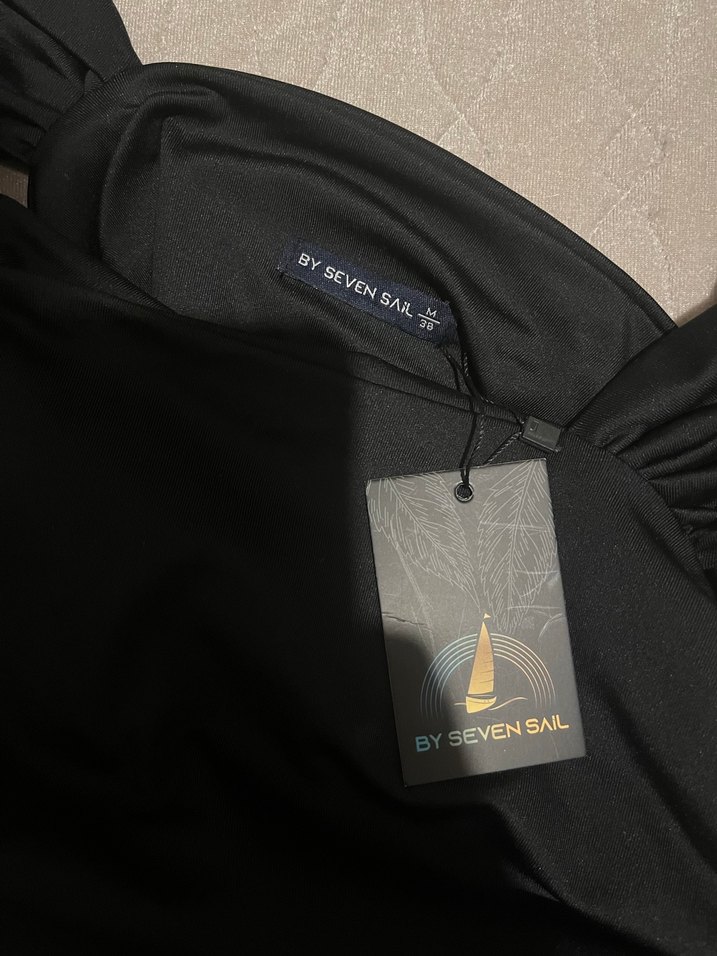 Siyah Straplez Midi Kadın Elbise - Görsel 2