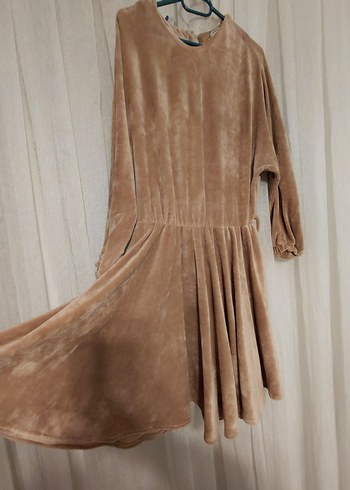 Bej Kadın Midi Boy Rahat Elbise - Görsel 2