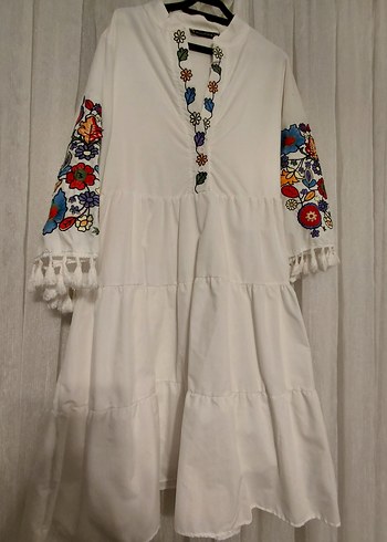 Nakışlı Püsküllü Uzun Hamile Tunik - Görsel 3