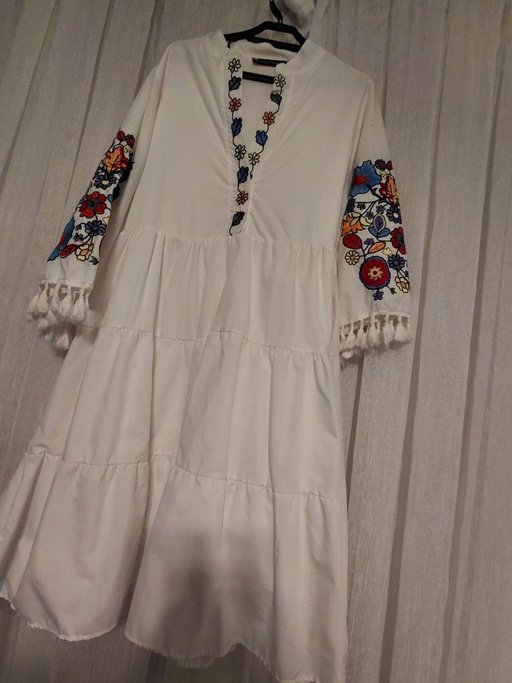 Nakışlı Püsküllü Uzun Hamile Tunik - Görsel 2