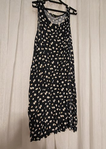 Siyah Çiçekli Midi Salaş Elbise - Görsel 2