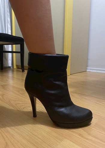 Acı Kahve Kahverengi Deri Stiletto Kadın Bot
