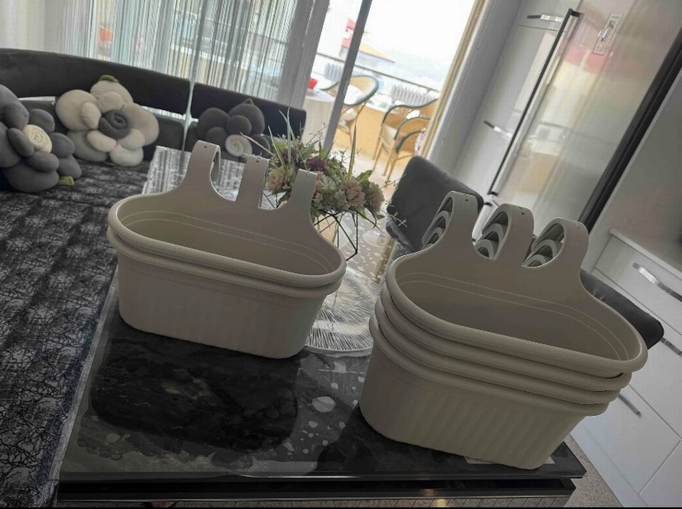 KİRLİ BEYAZ ASKILI BALKON SAKSISI - Görsel 3