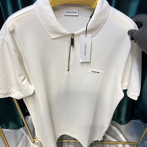 Calvin Klein Beyaz Polo Yaka Tişört Yeni Sezon