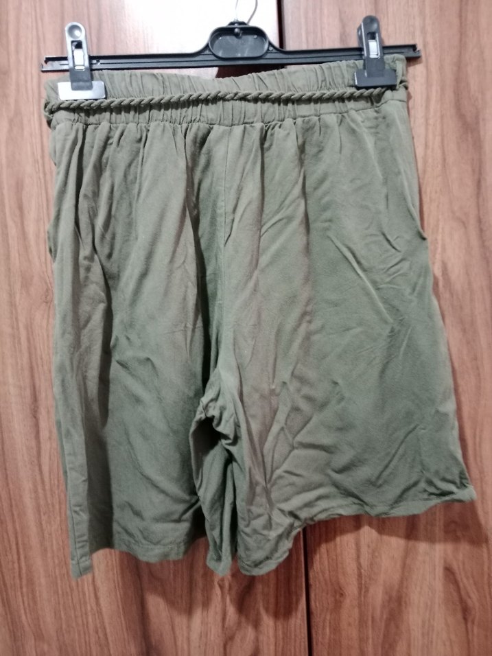 Kadın Haki Kemerli Mini Şort - Görsel 3