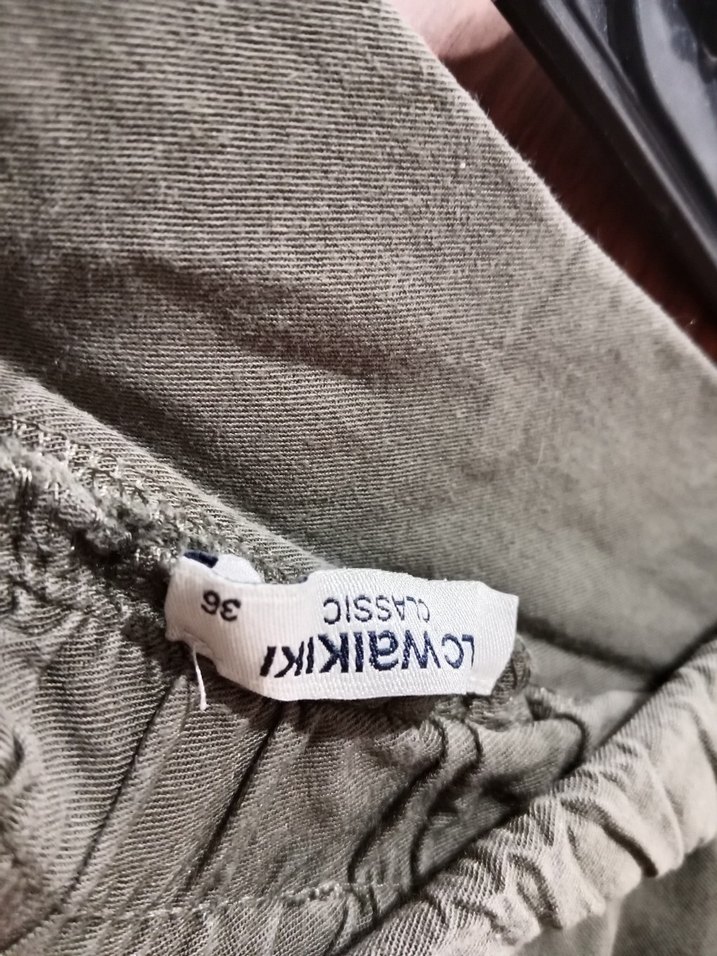 Kadın Haki Kemerli Mini Şort - Görsel 4