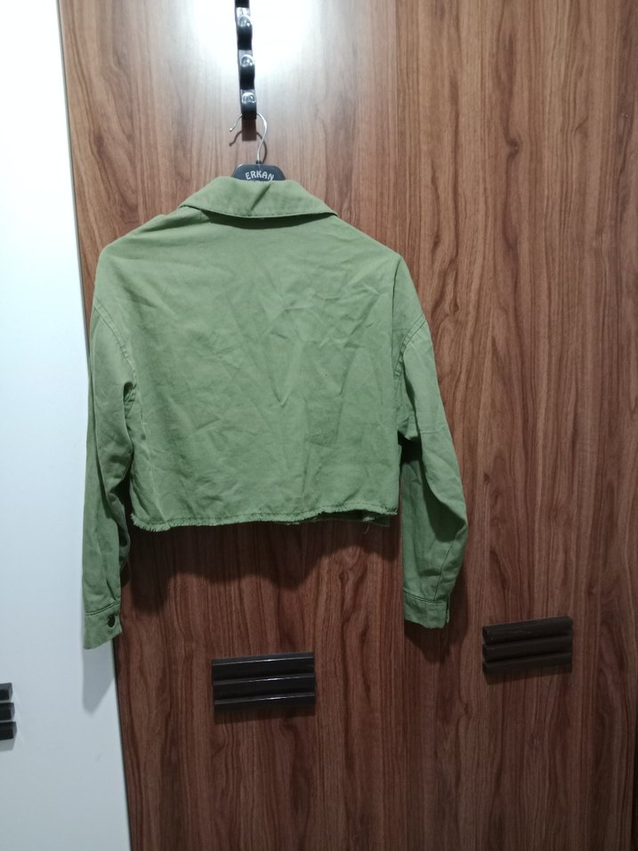 Düğmeli Kısa Keten Kadın Ceket - Görsel 4