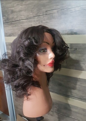 2 peruk çikolata rengi tül peruk! ve Fiber sentetik normal peruk - Görsel 5