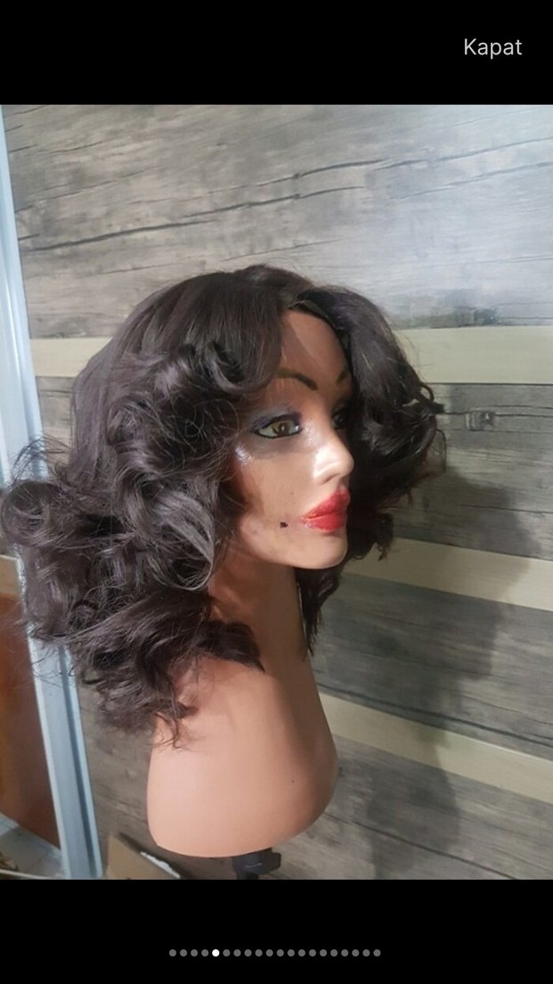 2 peruk çikolata rengi tül peruk! ve Fiber sentetik normal peruk - Görsel 5