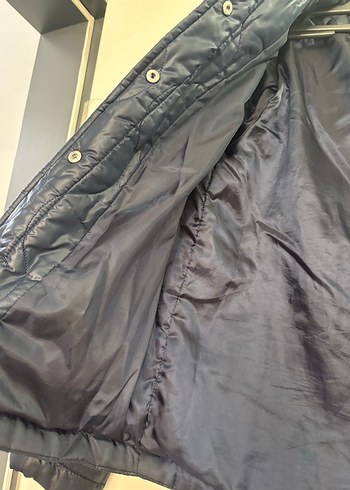 xs Beden Lacivert peluş yaka detaylı kapitone mont