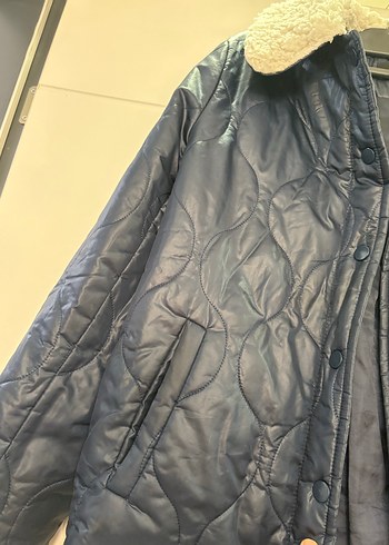 xs Beden mavi Renk Lacivert peluş yaka detaylı kapitone mont