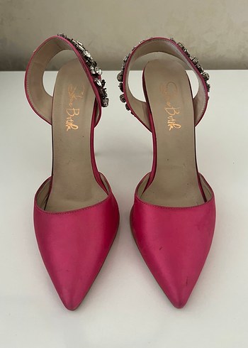 Pembe Nakışlı Stiletto Topuklu Kadın Ayakkabı