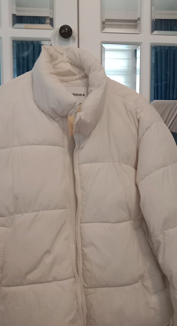 Beyaz Düğmeli Kadın Kışlık Mont - Görsel 2