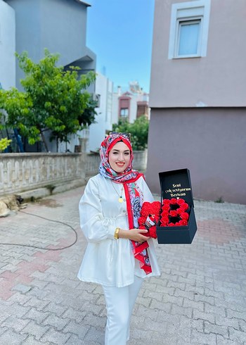 40 Beden beyaz Renk Pamuklu Etnik Desenli Beyaz Kadın Takım