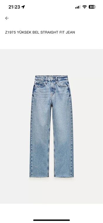38 Beden mavi Renk Zara Straight Fit Jean