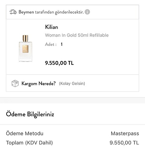 Beden Hiç kullanılmamış sıfır Kilian Eau de Parfüm