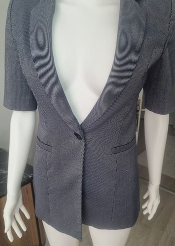 xs Beden gri Renk Gri Kısa Kollu Mini Kadın Blazer Ceket