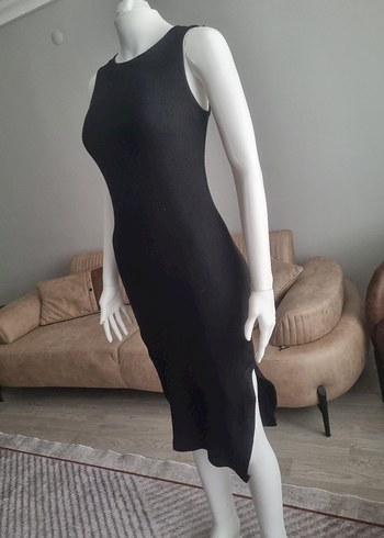 Siyah Uzun Kollu Fitted Kadın Triko Elbise