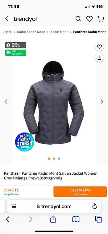 m Beden gri Renk Gri Kadın Montu
